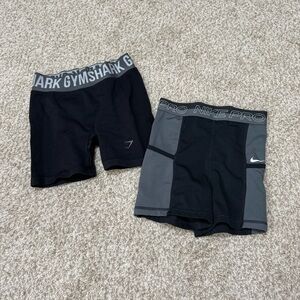 Women’s Black Gray Nike Pro Shorts & Gymshark Biker Size XS
